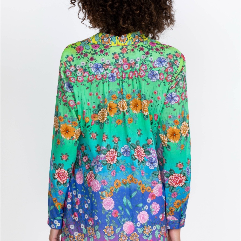 Johnny Was Rainbow Field Henley Popover Tunic